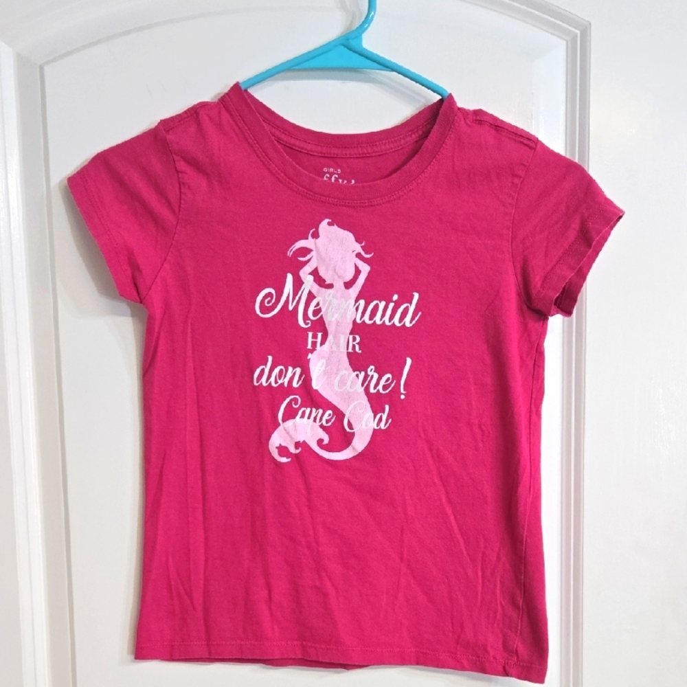 Cuffy's " Mermaid Hair Dont Care" Medium Girls Pink Graphic Tee Shirt